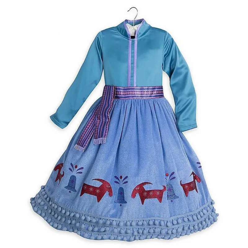 2020 New Girls Fashion Dress Snow Queen Elsa Costumes Kids Printed Costume Princess Anna Clothes for Children Full | Детская одежда и