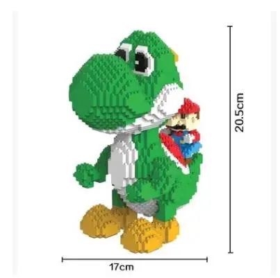 Yoshi ZMS Супер Марио игра Луиджи Йоши Боузер огненный Кот Марио 3D модель DIY Мини Строительные алмазные блоки игрушка Цветок Монета - Цвет: Yoshi