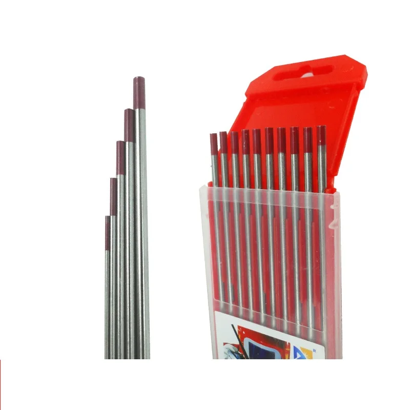 10 шт./лот Вольфрам Электрод вольфрамовый, для сварки неплавящимся электродом в среде защитных газов с мультиигловой системой/стержень 1,0 1,6 2,0 2,4 3,2 мм для Tig сварочный аппарат/машина для точечной сварки 175 мм Красный наконечник