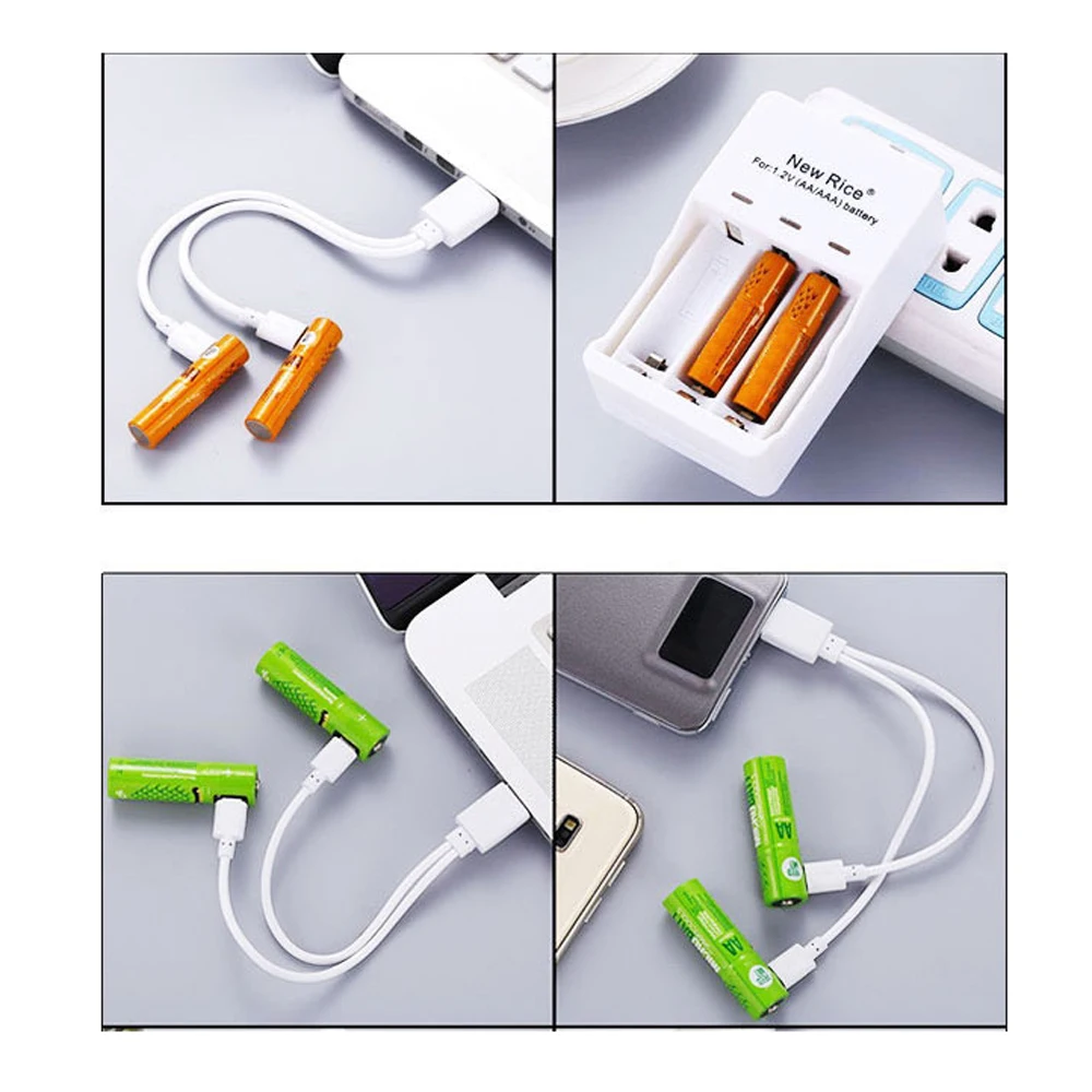 SORAVESS 2 4 шт. AA 1 в перезаряжаемая Ni MH батарея 1000 мАч 2A USB NIMH батареи со светодиодным