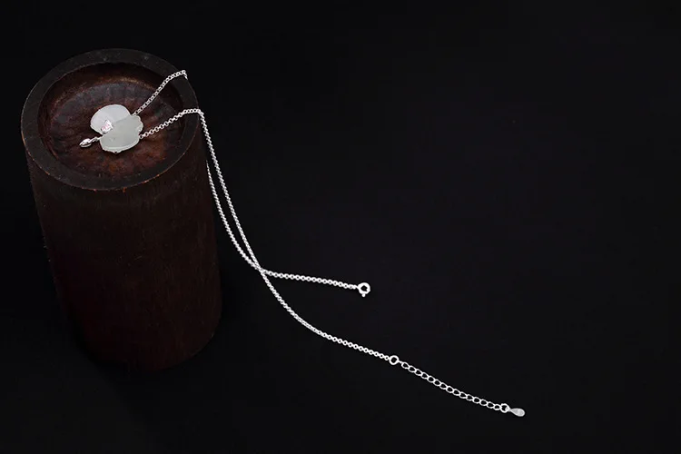 Uglyless реальные 925 пробы Серебряное колье для Для женщин натурального нефрита подвески с цепочками; обувь ручной работы в этническом стиле, драгоценные камни колье