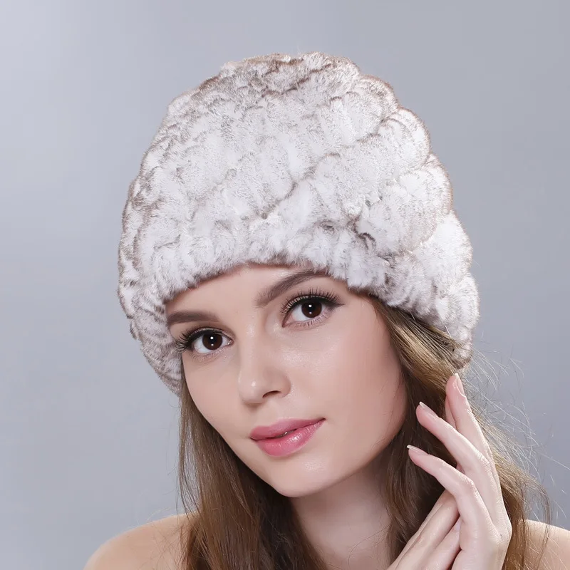 Зимние меховые шапки женские натуральный мех Рекс skullies beanies для женщин шапка