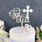 Деревянный Топпер для торта God Bless, украшения для торта первого причастия, детская девочка или фото для подтверждения