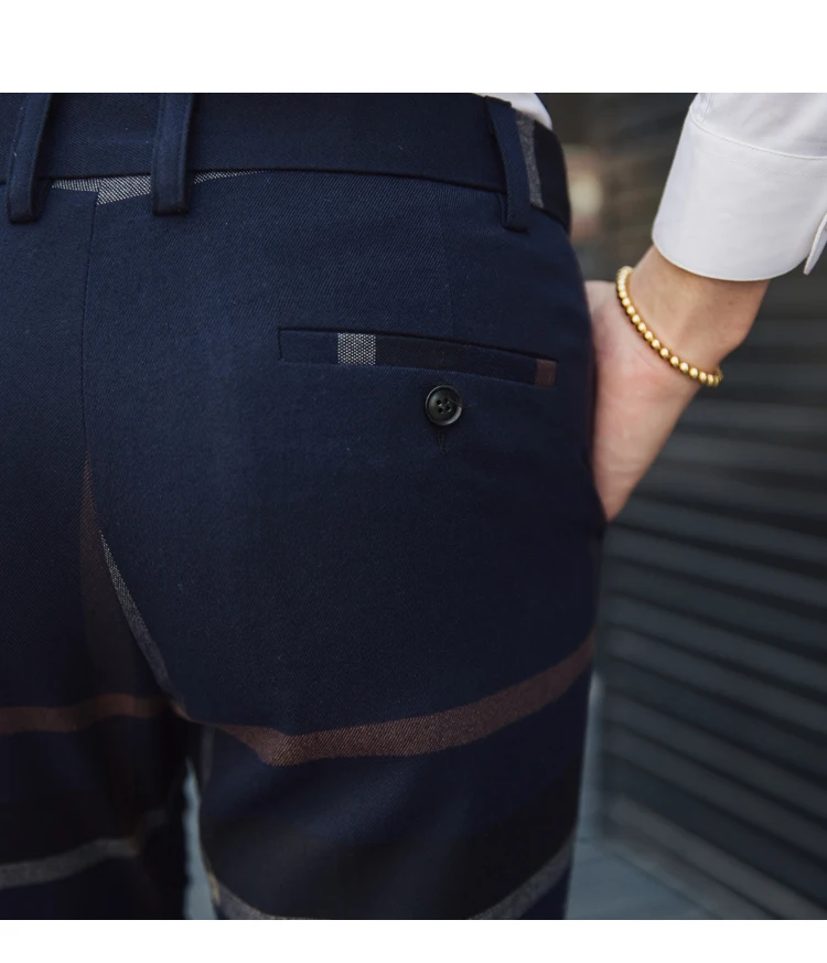 Британский мужской клетчатый полосатый костюм комплект из трех предметов, Тонкий Модный свадебный Банкетный сценический костюм, повседневный деловой костюм большого размера 5XL
