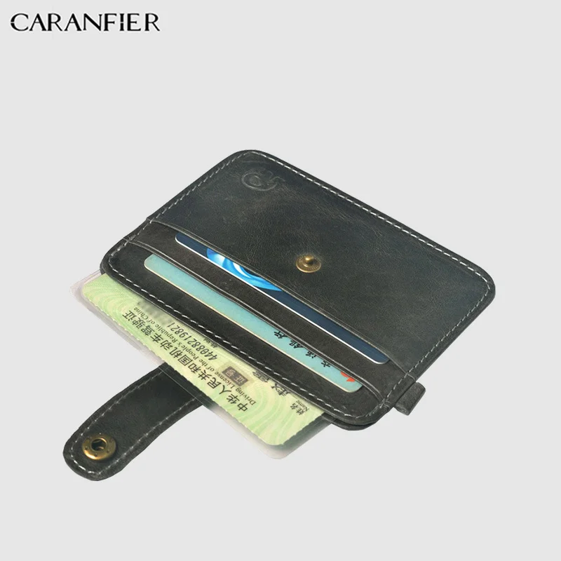 Мужской кошелек CARANFIER повседневный однотонный Короткий держатель для кредитных