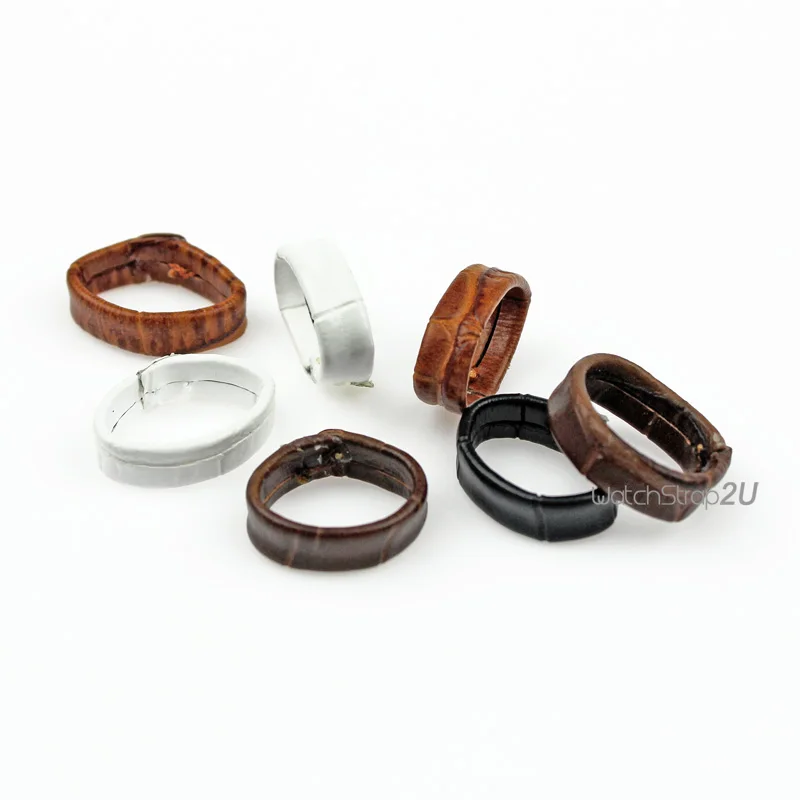 3PCS Leather Strap Retaining Ring Loop Hoop Keeper Black Brown White 14mm/16mm/18mm/19mm/20mm/22mm/24mm | Наручные часы