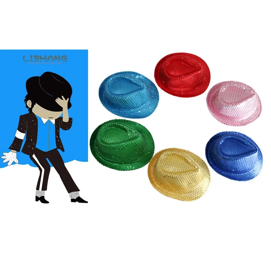 Halloween Sequin Boys Fedora Hat Girls Derby Cap Party Light Up Men Jazz Hats Women Dancing Sunhat MJ Costumes | Детская одежда и