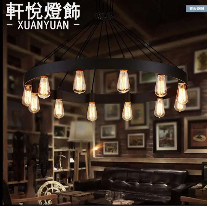 구매 미국 국가 복고풍 크리에이티브 개성 라운드 단철 샹들리에, 식사 거실 바 의류 매장 샹들리에 Led 저렴한 미국 국가 복고풍 크리에이티브 개성 라운드 단철 샹들리에, 식사 거실 바 의류 매장 샹들리에 Led