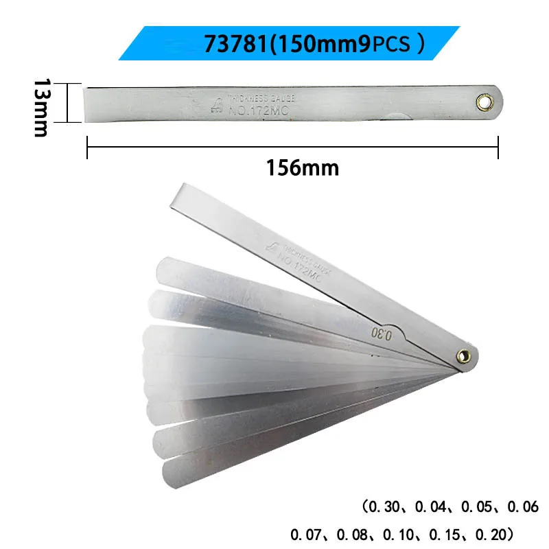 

SHINWA Feeler gauge gap ruler stainless steel thick gauge thickness gauge high precision 0.02-1.0mm 150mm 9PCS