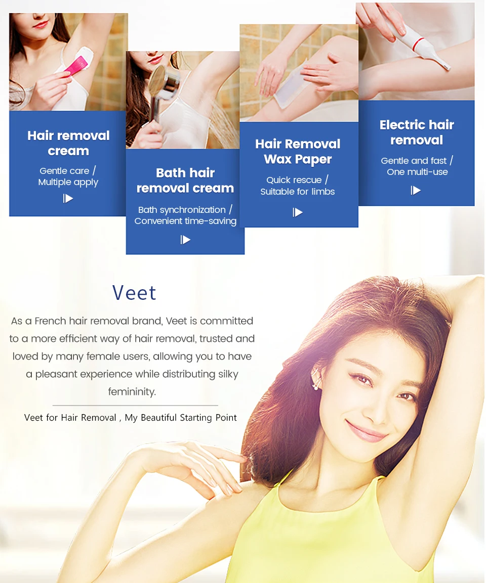 Франция импортирует Veet эпиляцию восковой бумагой холодные восковые полоски нет необходимости нагреваться для нежной кожи рук, ног и подмышек 6 штук