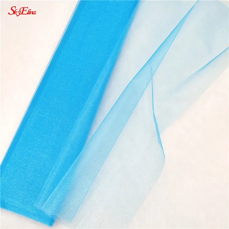 sky blue 48 см* 5 м белая белоснежная пряжа для свадебных арок из прозрачной органзы, Тюлевая ткань, уличное украшение для свадьбы, дня рождения, вечеринки 5Z - Цвет: sky blue