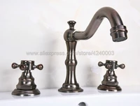 brown orb widespread bathroom basin faucet dual handle bathroom sink faucet 3 holes hot and cold water lavatory sink taps kgf022