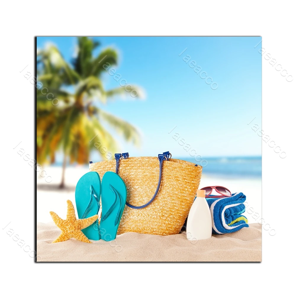 Фото Тропический плакат пляжное пальмовое дерево голубое небо стены книги по