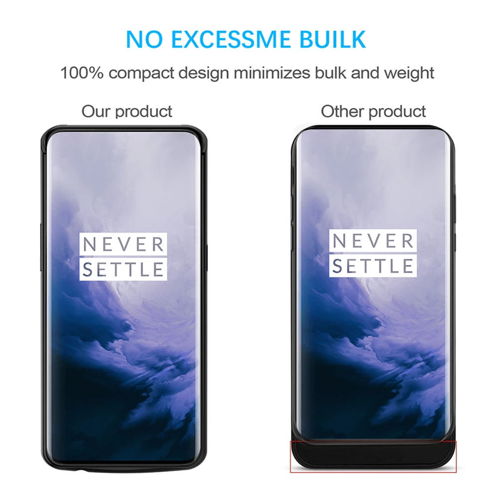 NTSPACE чехол для внешнего зарядного устройства s для Oneplus 7 Pro Чехол для аккумулятора 6500 мАч портативный внешний аккумулятор Противоударная задняя крышка для зарядки