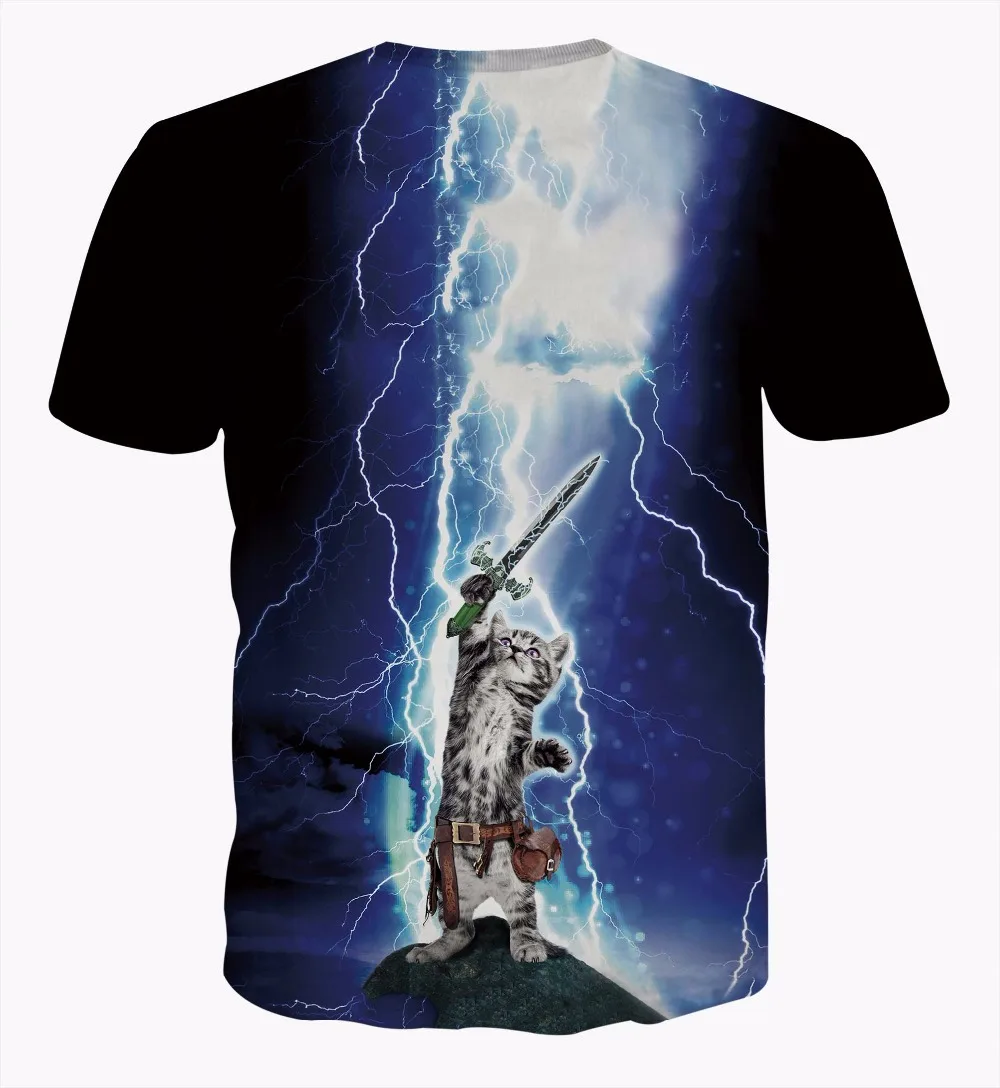 AC &amp DBZ Новые мужские и женские топы футболки воины кошки молния 3dT рубашка Летняя