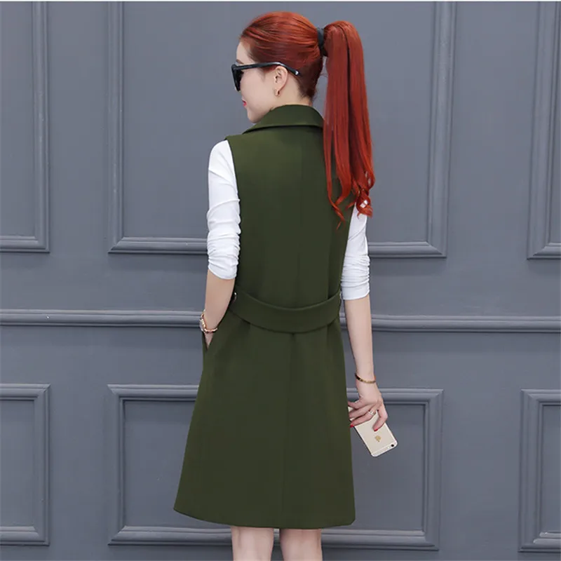 Fashion Autumn Long Waistcoat Women Vest 2018 Plus size Elegant Sleeveless Coat Black Suit Jacket Slim Ladies Clothes 3XL | Женская