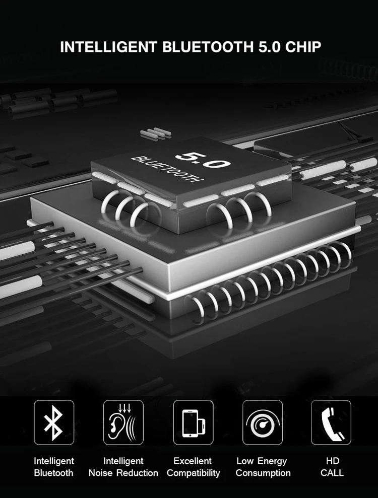 Настоящие беспроводные Bluetooth наушники для телефона умные сенсорные умные портативные наушники с шумоподавлением HIFI TWS с микрофоном