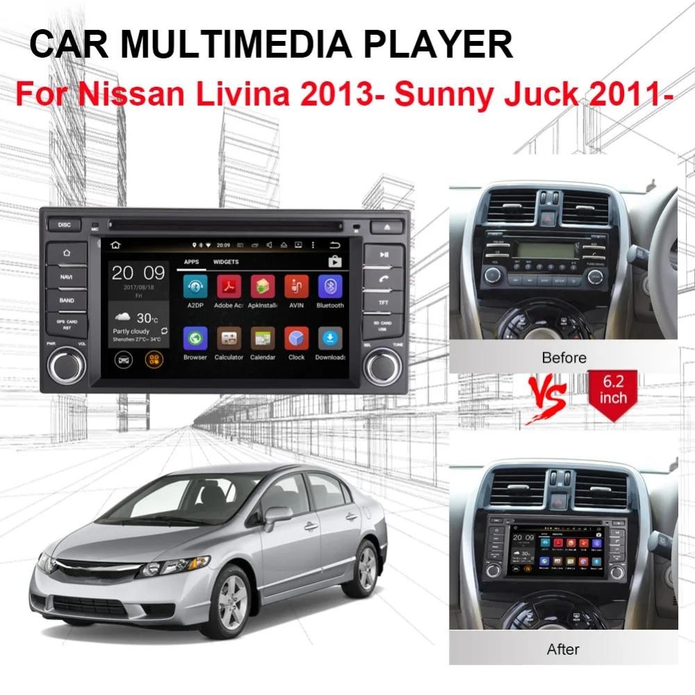 2 Din Android 9 0 автомобильное радио стерео с gps навигацией для Nissan Sunny/Juck/Micra 2011 Livina 2013 CD