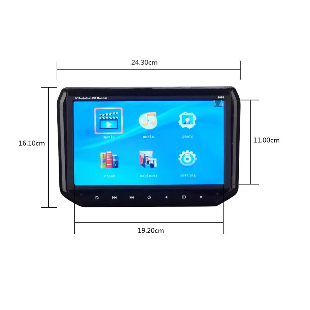 9-дюймовый автомобильный монитор в подголовник односторонний видеовход USB/SD