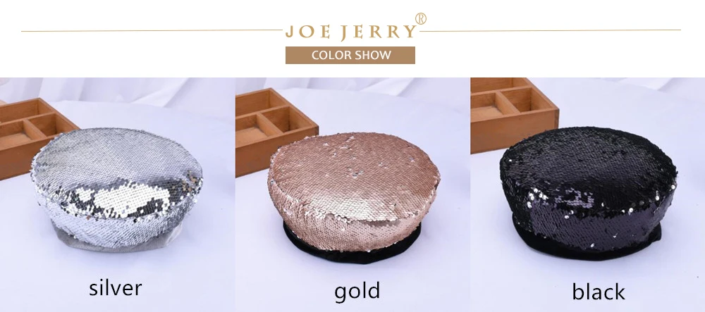 JOEJERRY блесток Берет Для женщин французский берет Кепки насыщенные цвета для вечерние, свадьбы, праздника, черный, серебристый цвет