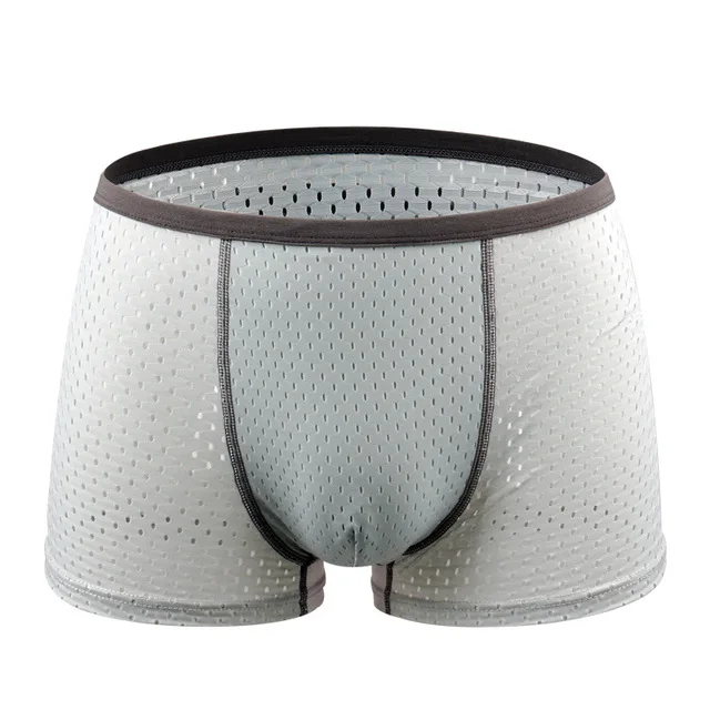 B Light Gray Нижнее белье, новинка, Сетчатое Мужское нижнее белье, Модальные боксеры, трусы, дышащие боксеры, шорты, мужские трусы, сексуальное мужское нижнее белье, Cueca - Цвет: B Light Gray