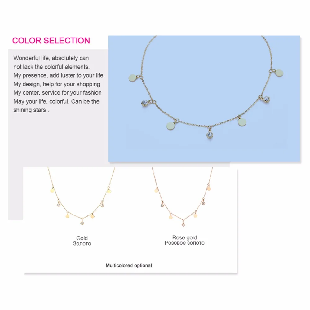 05068 Нержавеющая сталь Neckalce для Для женщин золото Цвет цепи Цепочки и ожерелья с