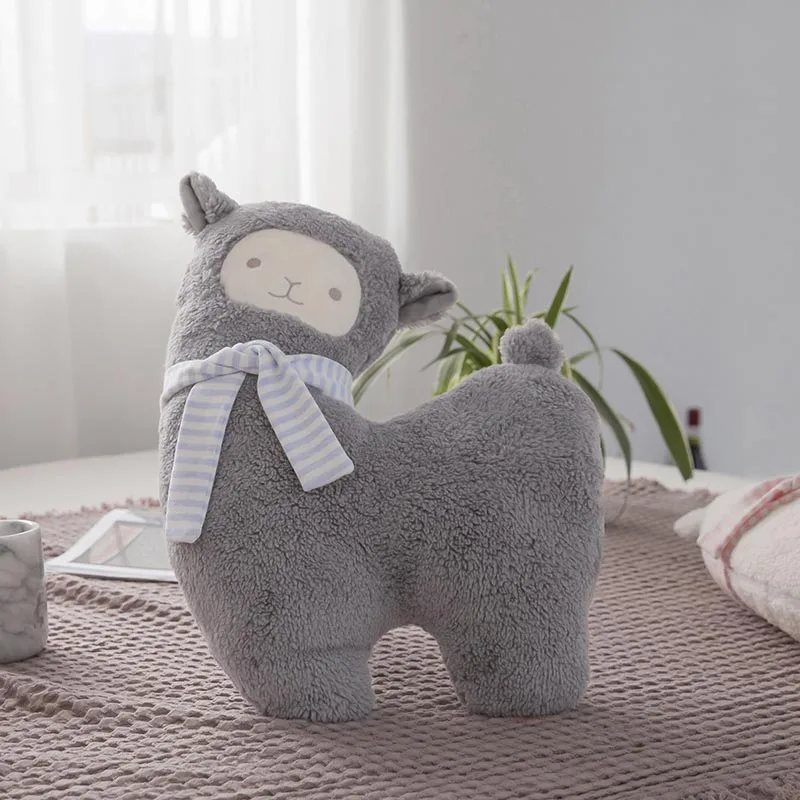 Серый Lucky Boy Sunday Cute Soft Alpaca Plush Toy Alpaca Animals Plush Doll Kids Toys Birthday Christmas Gift - Цвет: Серый