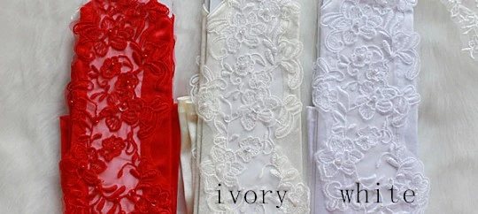 Женские свадебные перчатки без пальцев длинные черные/белые/цвета слоновой