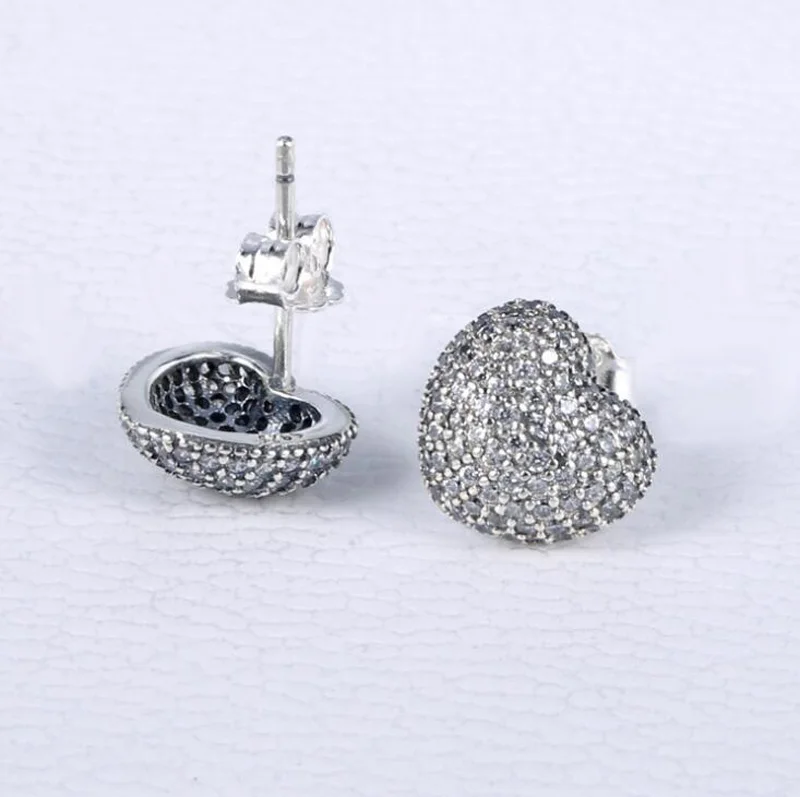 Popular Good Quality Shinning CZ Paved 925 Sterling Silver Heart Stud Earrings | Украшения и аксессуары