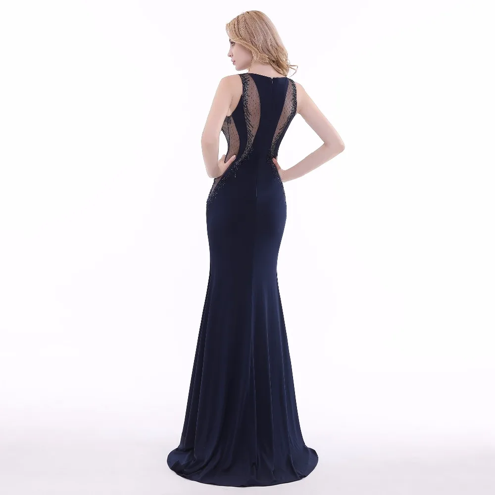 

2018 SexyCrystal Beaded Sexy Mermaid Evening Dress Crystals Black Flower Woman Party Dresses Beaded Dresses Robe De Soiree