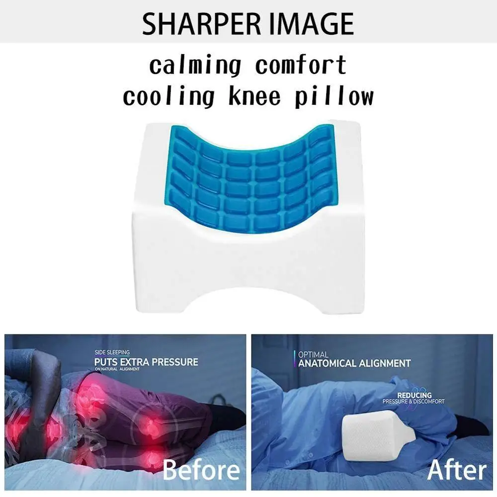 Calming Comfort Cooling Knee Pillow by Sharper Image- Charcoal Infused Memory Foam with Gel- Helps Side Sleepers Align S | Дом и сад