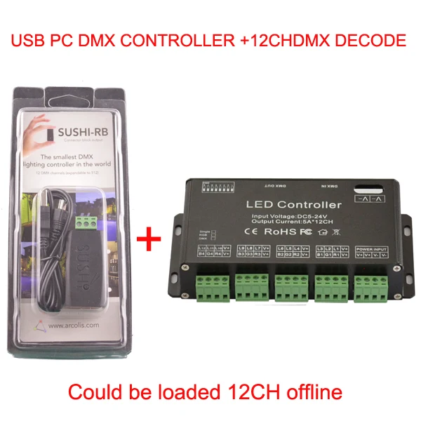 

12 channel Easy dmx led rgb controller and dmx usb PC Controller Could be loaded 12CH offline dmx decoder