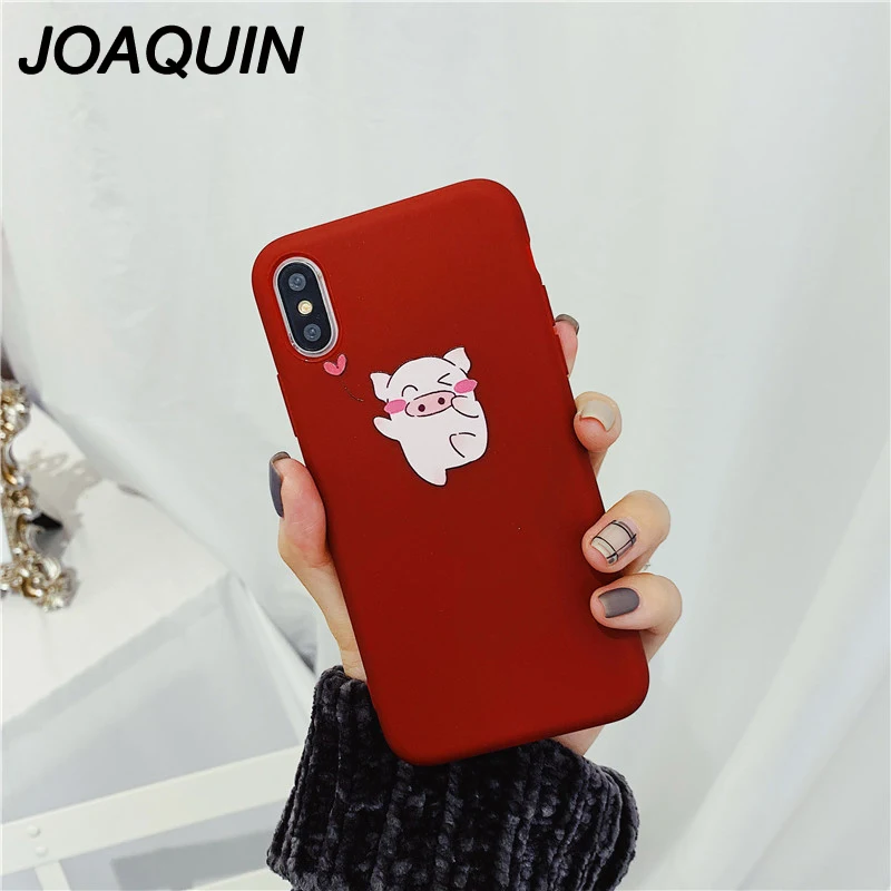 Мультфильм сердце любовь свинья чехол для iPhone XS Max XR X 8 7 6 s плюс задняя крышка