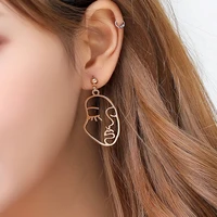 trend abstract art drop earrings gold color hand palm face crystal dangle earrings girl fashion statement earrings for women