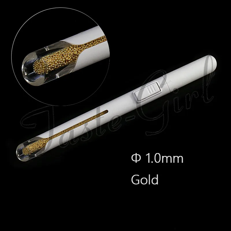 1.0mm gold 1 шт розовый золотой серебряный черный металлический Бисер для нейл-арта точечная ручка Стразы ручка слиток ручка для ногтей стальной шар для хранения маникюра тоже - Цвет: 1.0mm gold