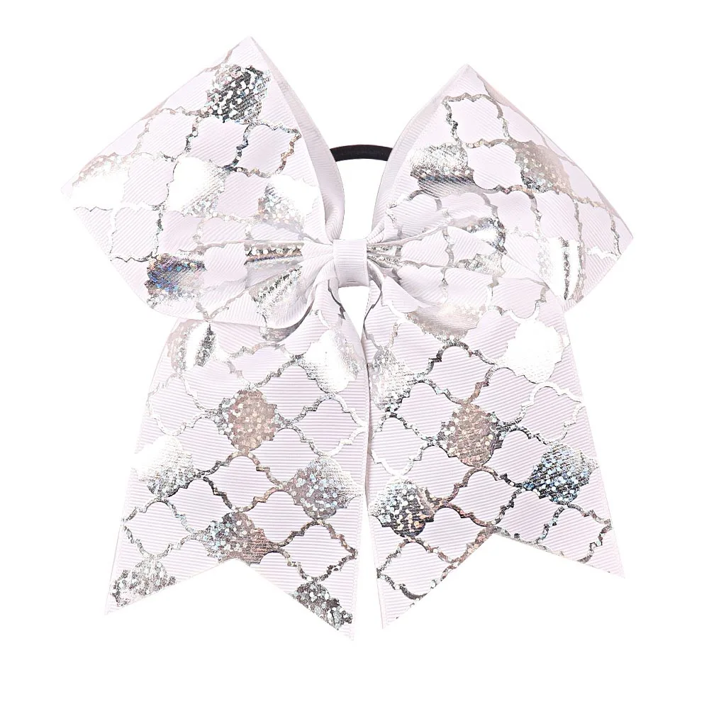7 " большой Русалочка губы Cheer банты напечатанный мультфильм Черлидинг волосы банты ручной работы команда аксессуары для волос девушка Bowkont резинка - Цвет: 7