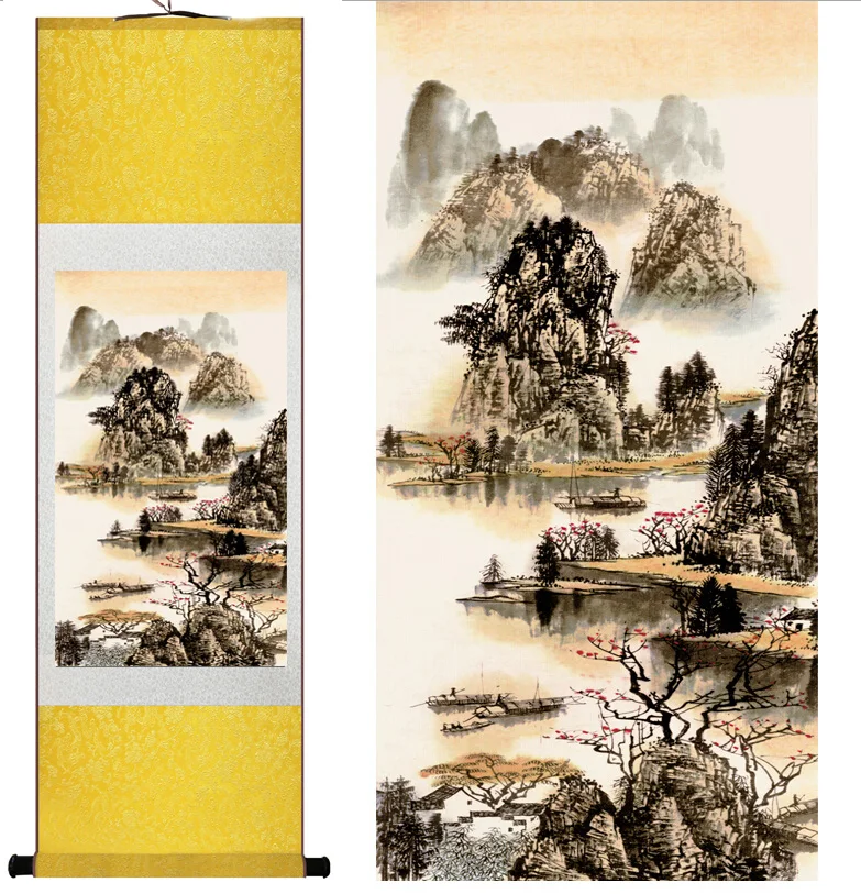 

Mountain and River painting landscape art painting home decoration painting Ink wash paintingPrinted painting