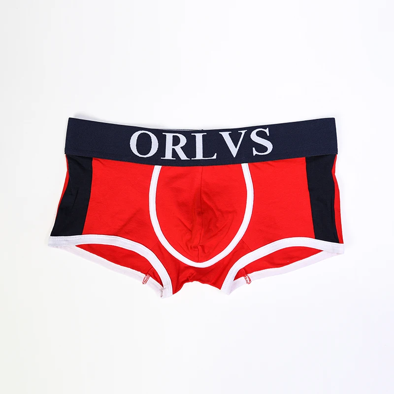 ORLVS Брендовые мужские боксеры, мужское нижнее белье, новинка, хлопок, U Pouch, сексуальные трусы, хлопковые трусы, плавки, шорты-боксеры, мужские трусы - Цвет: Красный