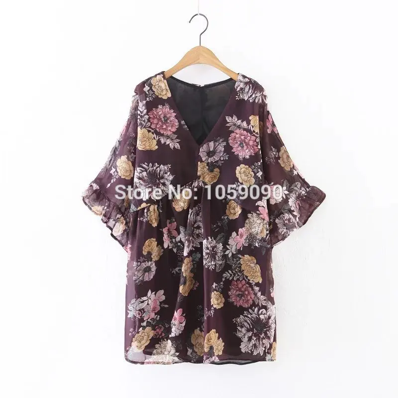 Yidora 2017 новое модное женское шифоновое короткое платье с цветочным принтом