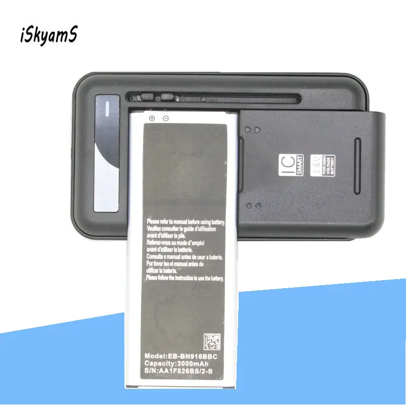 ISkyamS 1x3000 мА/ч EB BN916BBC батарея + зарядное устройство для Samsung Galaxy Note 4 neo N9100 N9108V N9109V N9106W