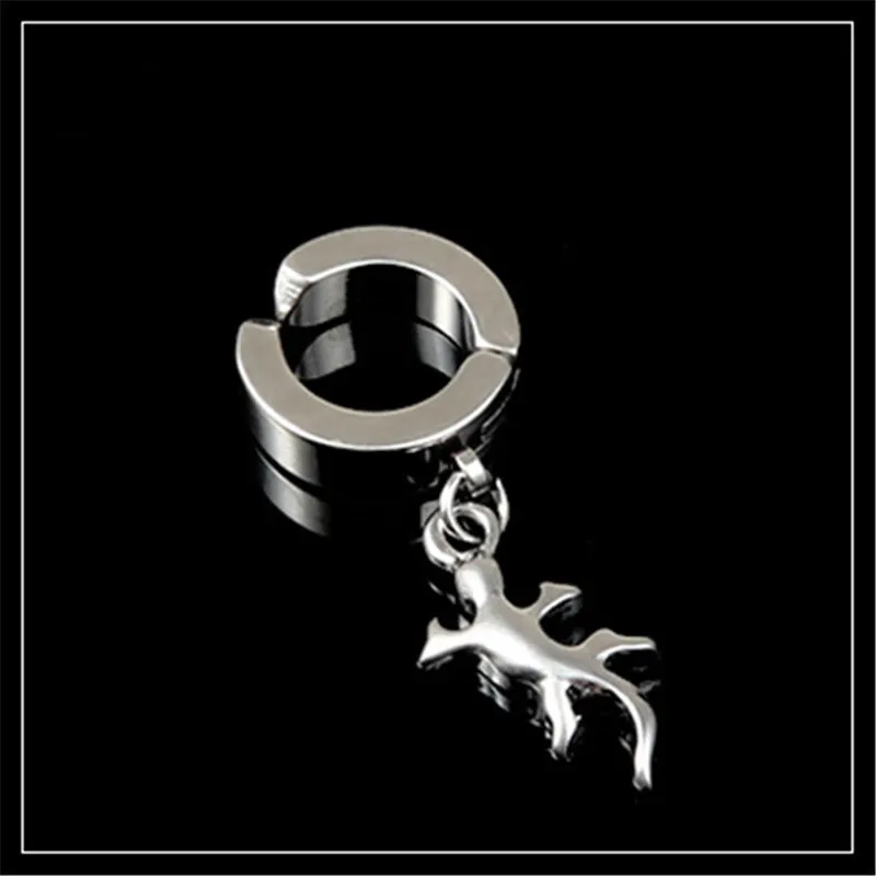 bi hu Silver 1 шт., рок, нержавеющая сталь, крест, пистолет, серьги-кольца, клипсы для ушей, для женщин и мужчин, панк, хип-хоп, маленькие животные, кулон, серьги, ювелирное изделие, E474 - Окраска металла: bi hu Silver