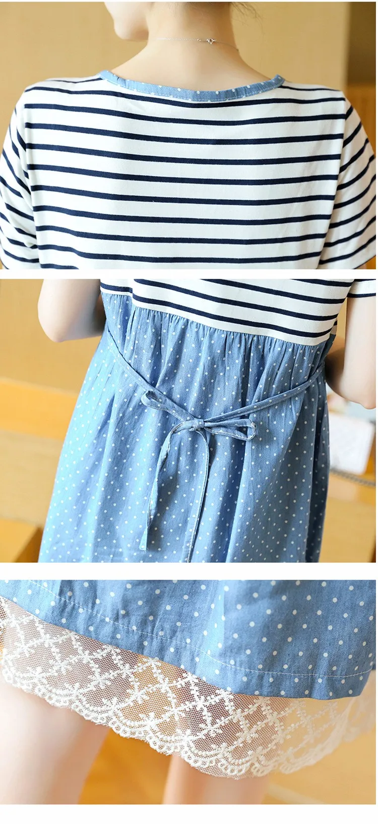 Одежда для беременных; хлопковые полосатые джинсовые кружевные платья для беременных; Gravidas Vestdios