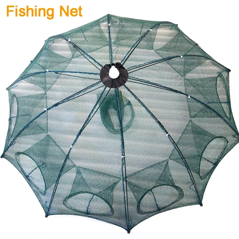 10 Hole Folded Portable Hexagon 6 Automatic Fishing Shrimp Trap Net Fish Minnow Crab Baits Cast Mesh | Спорт и развлечения