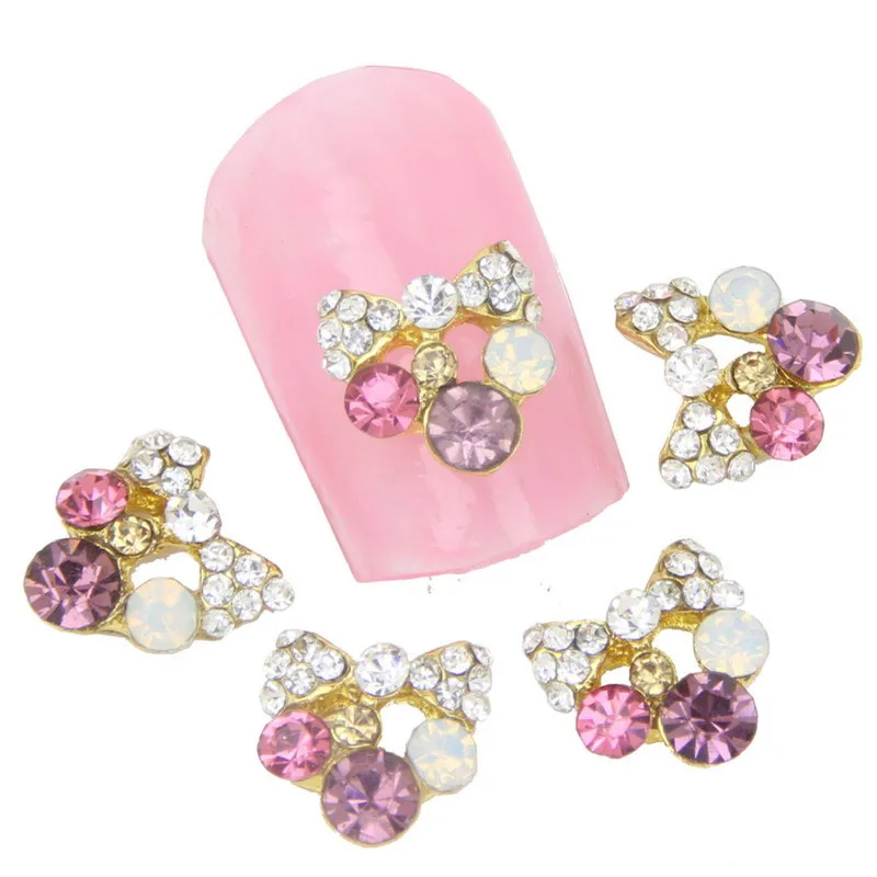 10 шт./лот Блеск Цвета Смешивания Стразы Nail Art Декорация Золото Сплава Ногтей