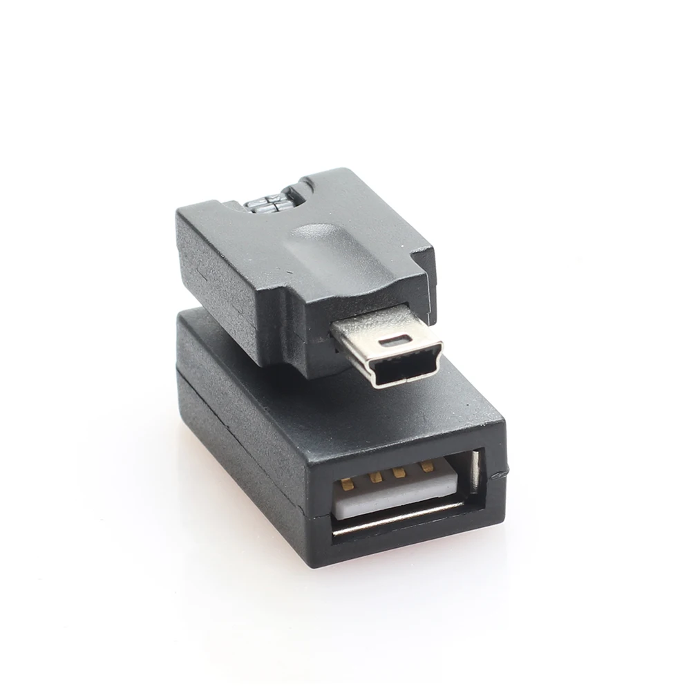 Вращение на 360 градусов USB 2 0 Женский к mini 5 Pin Мужской OTG адаптер Поворотный угол
