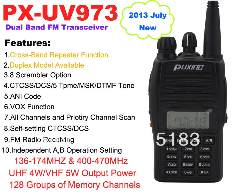 PUXING новая версия обновляется PX 888K двухстороннее радио UV973 двухдиапазонный FM