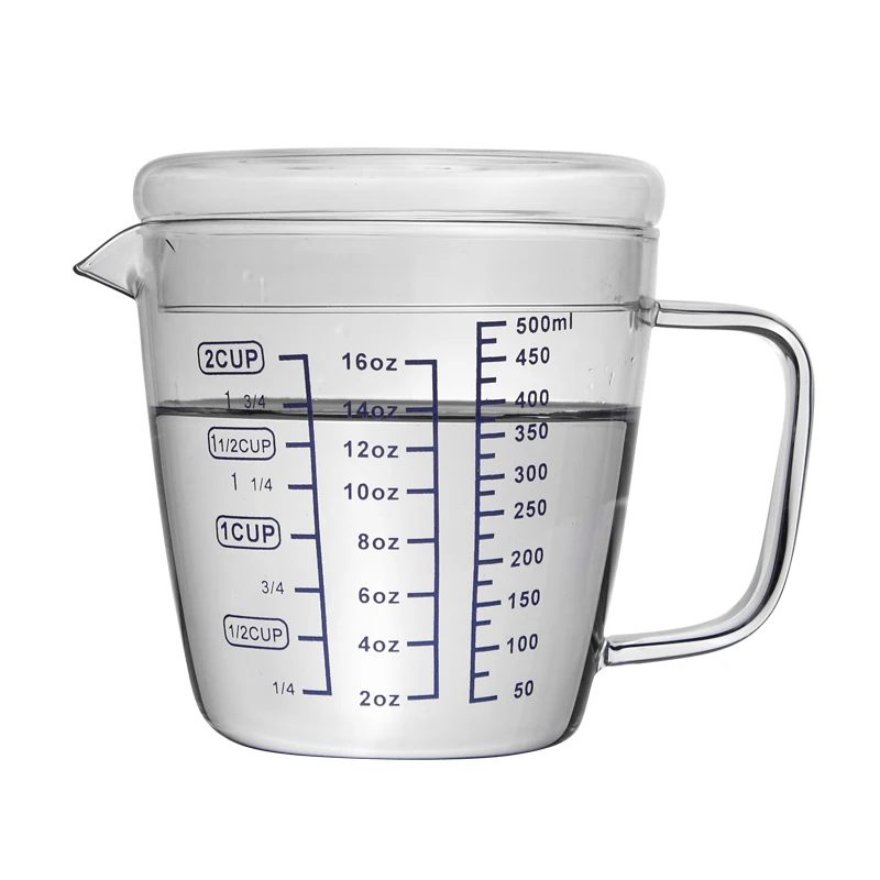 500ml with Lid 250/500 мл стеклянная мерная чашка молочный кувшин кафе сливочник чашка сок чай эспрессо Кофейная чашка бариста кружка вспениватель молока Латте Кувшин - Цвет: 500ml with Lid