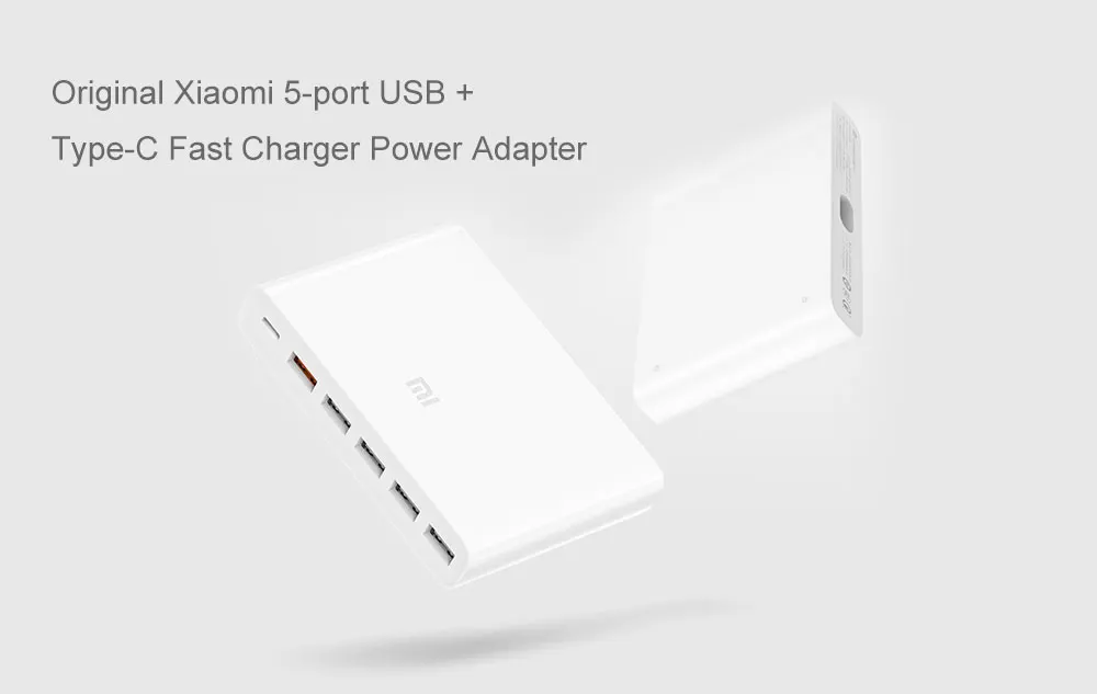 Оригинальное быстрое зарядное устройство Xiaomi QC3.0 110-240 в 60 Вт 5 USB 1 Порты type-C QC 3,0 выход USB-C для IPhone, IPad телефон смарт-устройство
