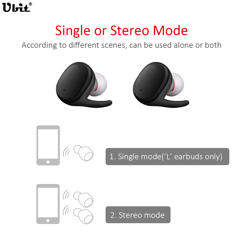 TWS-стереонаушники Ubit S9100 с поддержкой Bluetooth и зарядным футляром | Электроника