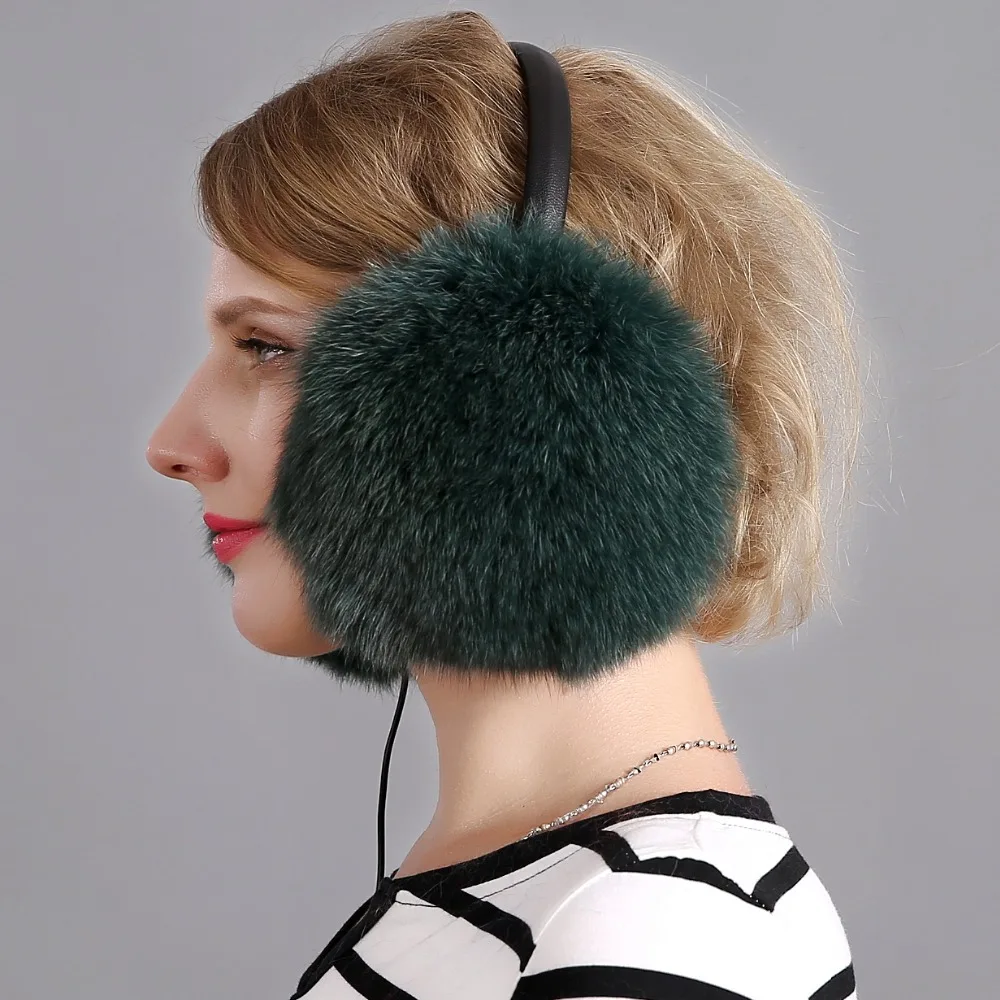 womens earmuffs Real fox fur and rex rabbit winter comfortable warm wearing headphones ear ladies | Аксессуары для одежды
